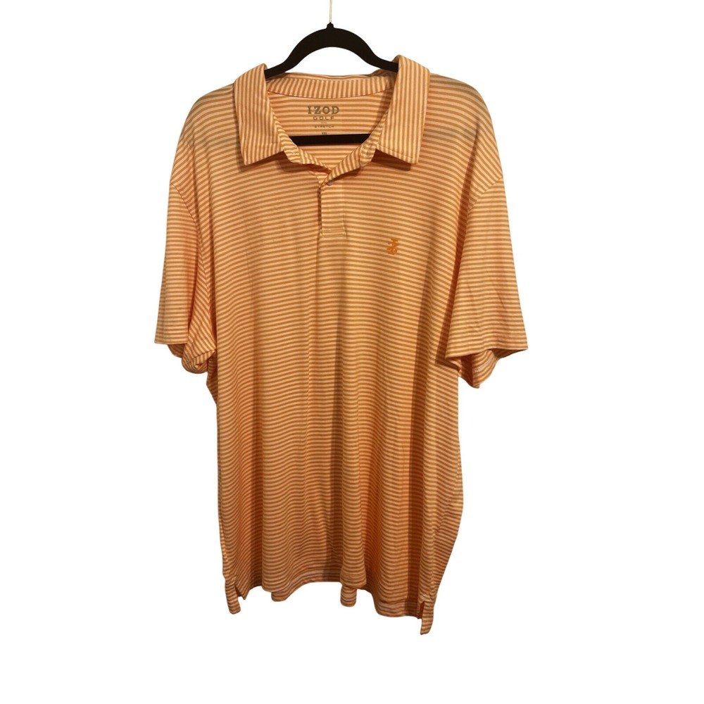 Izod Golf Polo With Stretch Shirt Men's 2XL Performance Geometric Orange S/S EUC